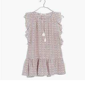 Madewell Silk Lily Ruffle Top, Size Medium